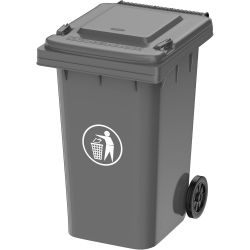 Waste Bin with Wheels + Lid, 120L - Grey